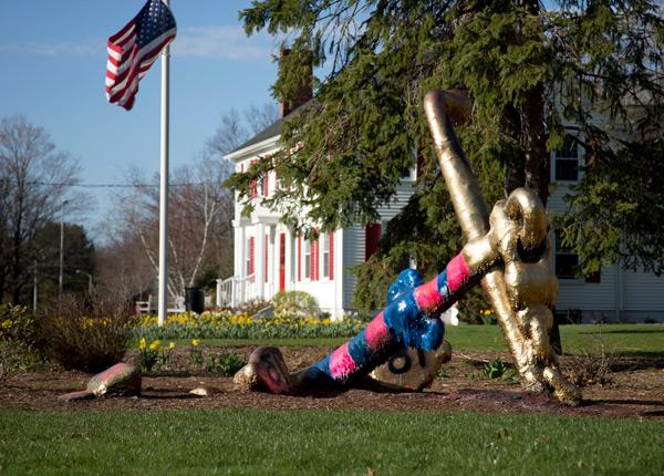 Painted Anchor in front of admissions building